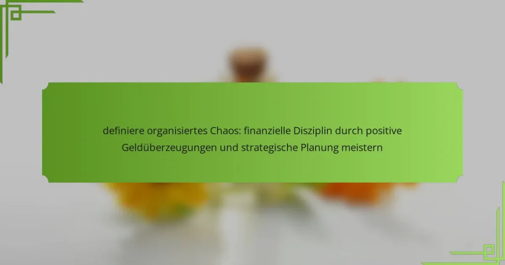 definiere organisiertes Chaos: finanzielle Disziplin durch positive Geldüberzeugungen und strategische Planung meistern