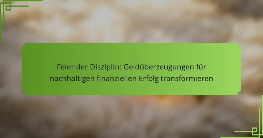 Feier der Disziplin: Geldüberzeugungen für nachhaltigen finanziellen Erfolg transformieren