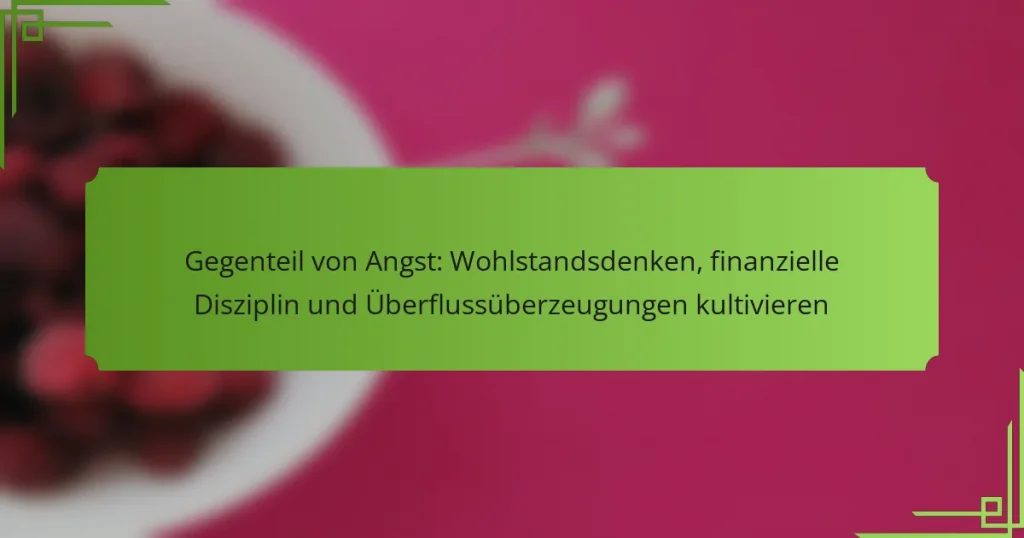 Gegenteil von Angst: Wohlstandsdenken, finanzielle Disziplin und Überflussüberzeugungen kultivieren