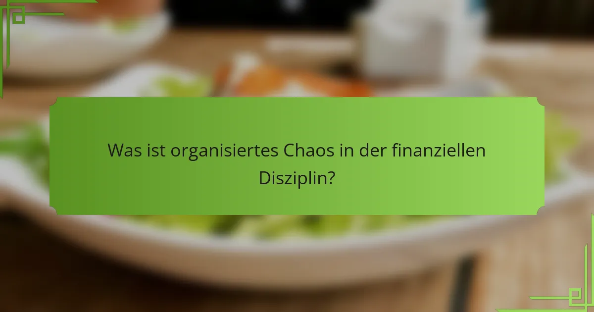 Was ist organisiertes Chaos in der finanziellen Disziplin?