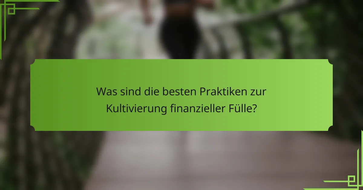 Was sind die besten Praktiken zur Kultivierung finanzieller Fülle?