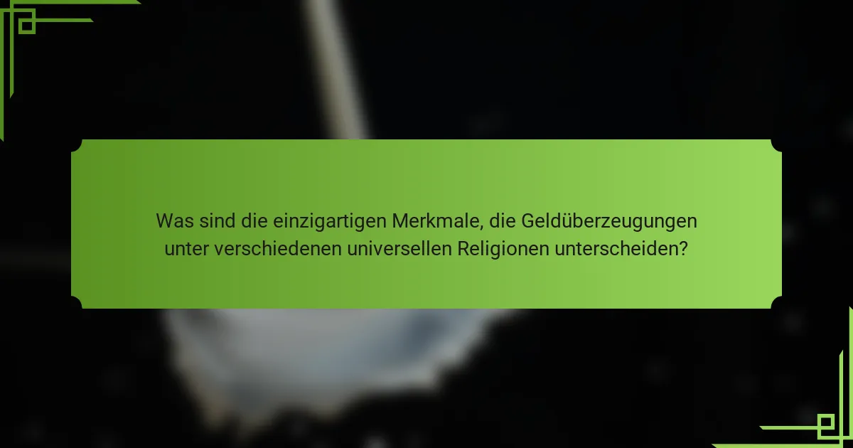 Was sind die einzigartigen Merkmale, die Geldüberzeugungen unter verschiedenen universellen Religionen unterscheiden?