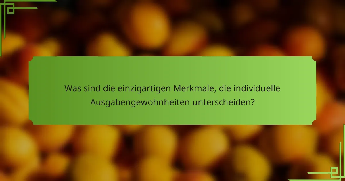 Was sind die einzigartigen Merkmale, die individuelle Ausgabengewohnheiten unterscheiden?