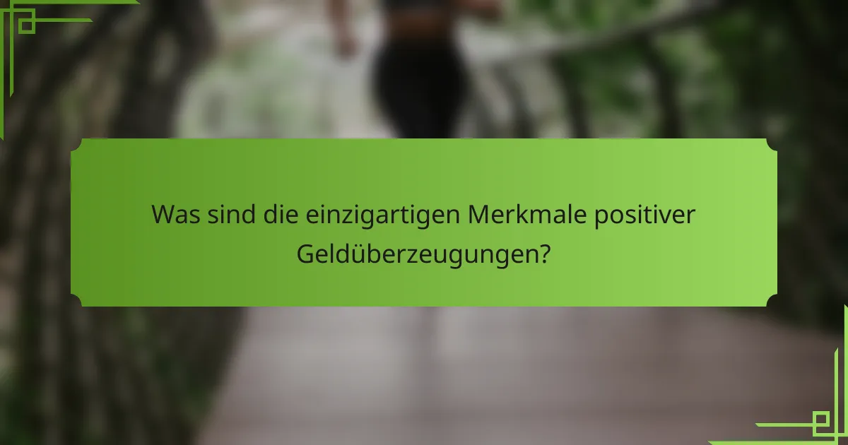 Was sind die einzigartigen Merkmale positiver Geldüberzeugungen?