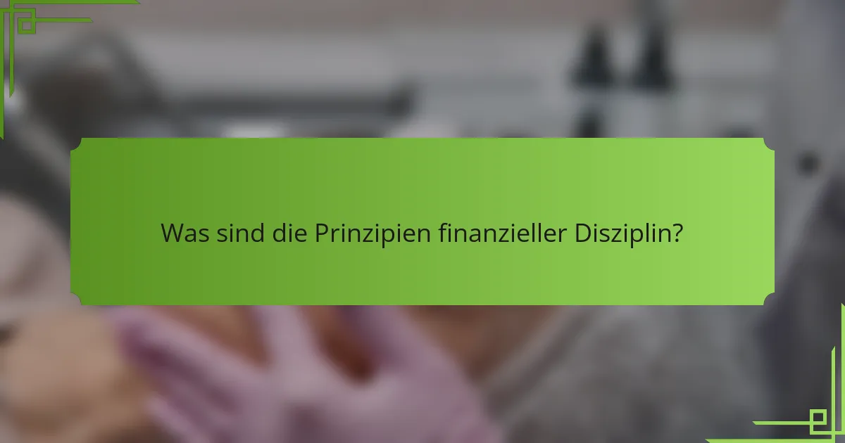 Was sind die Prinzipien finanzieller Disziplin?