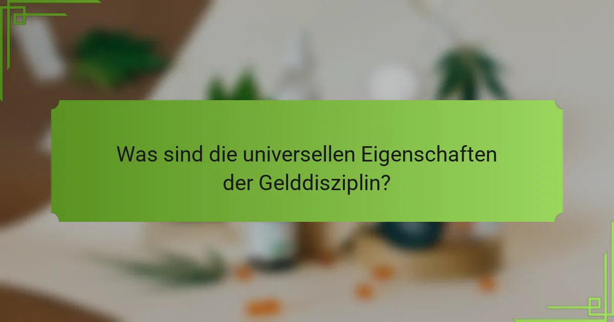 Was sind die universellen Eigenschaften der Gelddisziplin?