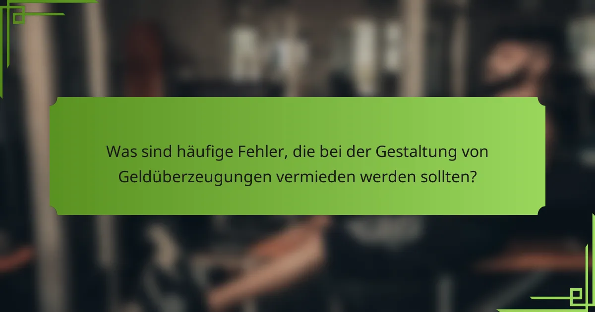 Was sind häufige Fehler, die bei der Gestaltung von Geldüberzeugungen vermieden werden sollten?