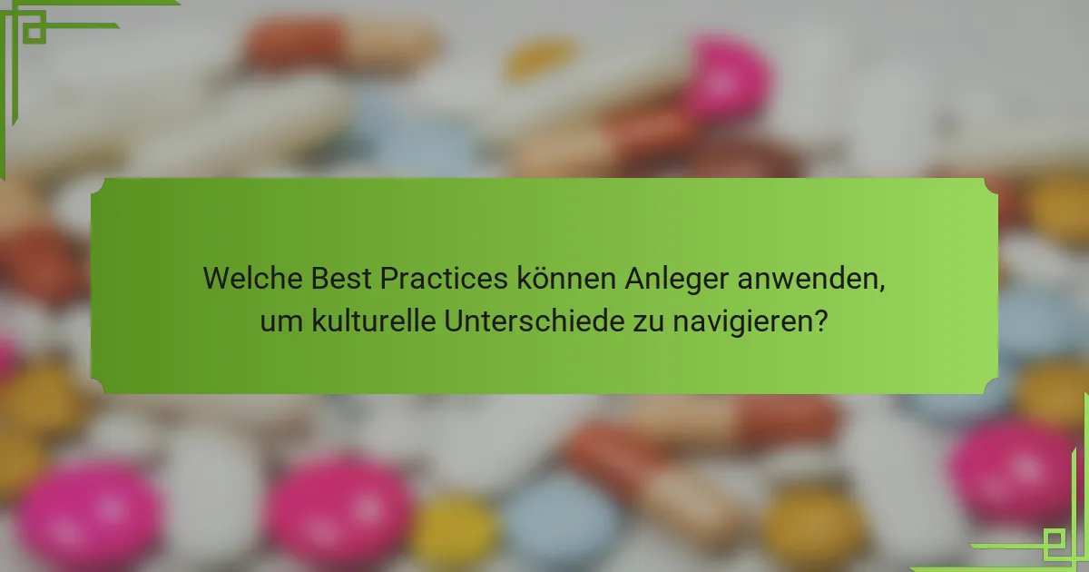 Welche Best Practices können Anleger anwenden, um kulturelle Unterschiede zu navigieren?