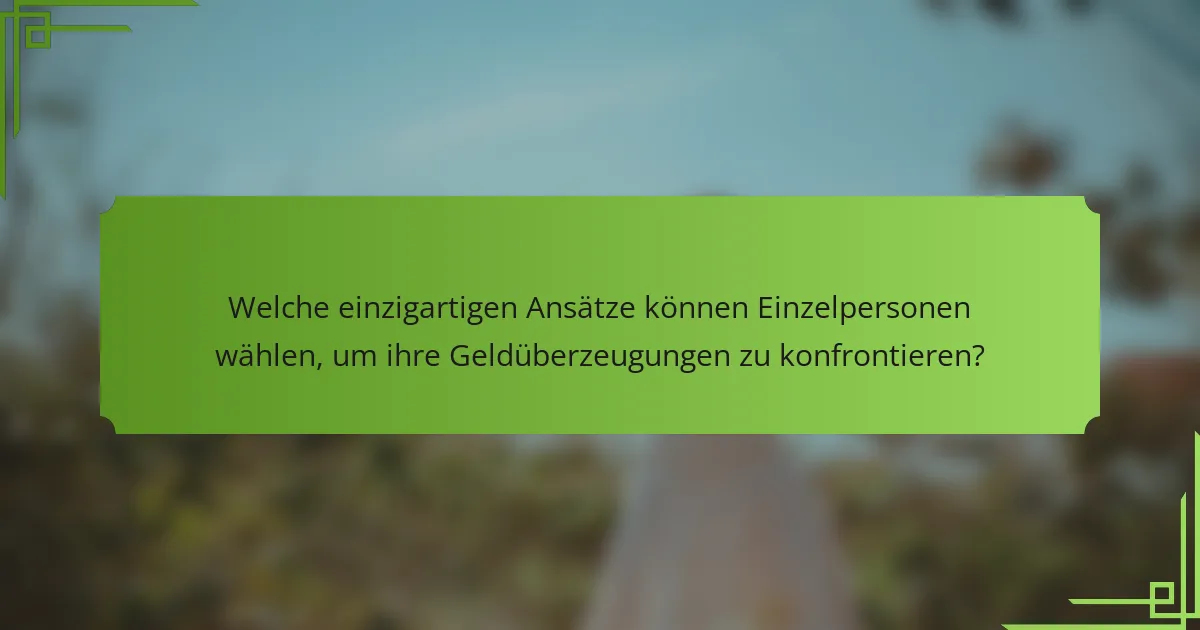 Welche einzigartigen Ansätze können Einzelpersonen wählen, um ihre Geldüberzeugungen zu konfrontieren?