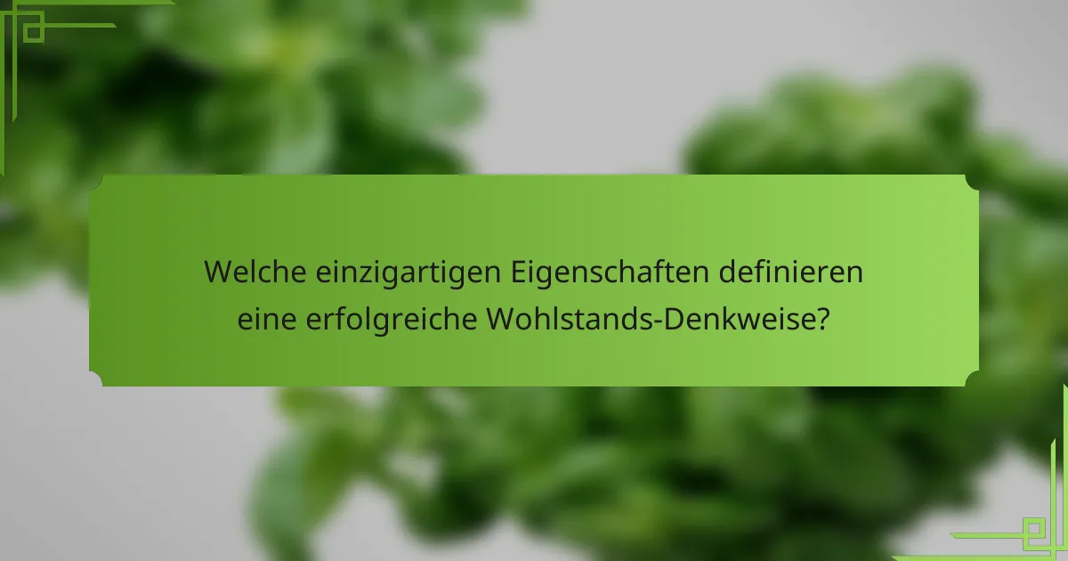 Welche einzigartigen Eigenschaften definieren eine erfolgreiche Wohlstands-Denkweise?