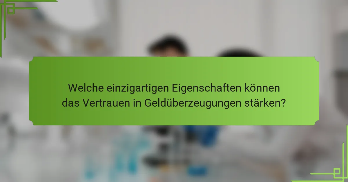 Welche einzigartigen Eigenschaften können das Vertrauen in Geldüberzeugungen stärken?