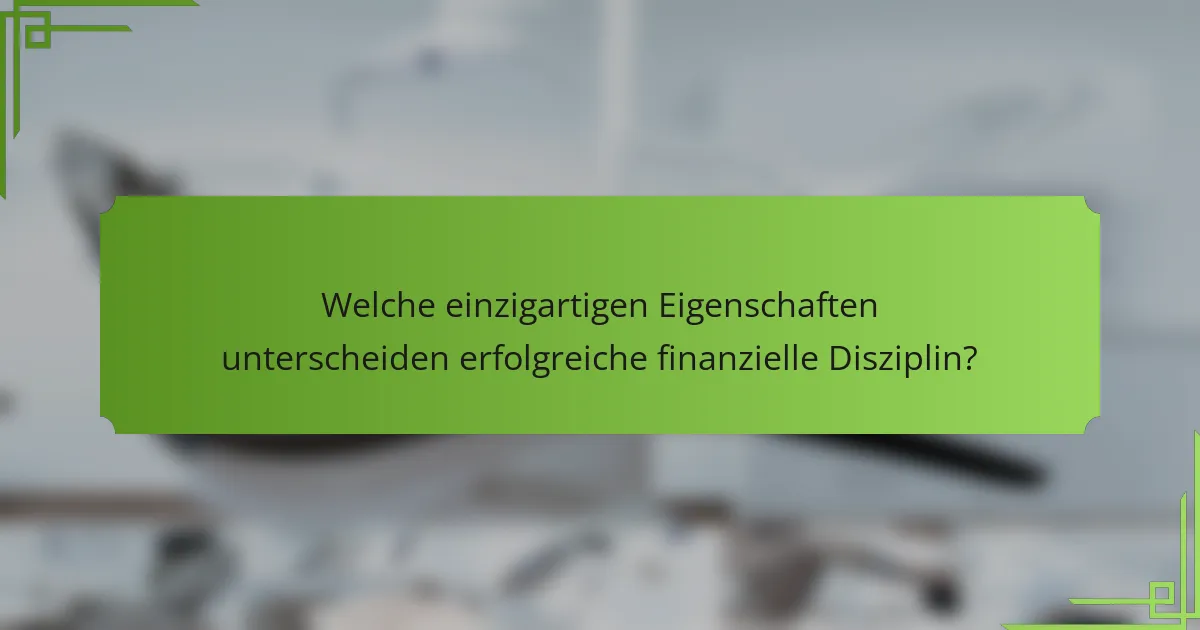 Welche einzigartigen Eigenschaften unterscheiden erfolgreiche finanzielle Disziplin?