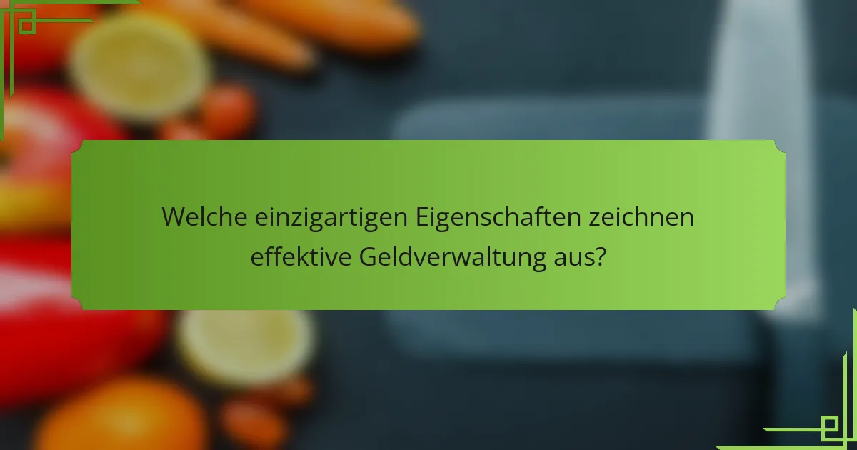 Welche einzigartigen Eigenschaften zeichnen effektive Geldverwaltung aus?