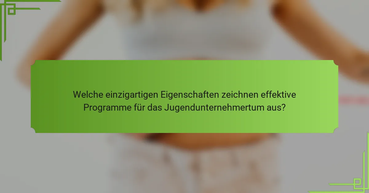 Welche einzigartigen Eigenschaften zeichnen effektive Programme für das Jugendunternehmertum aus?