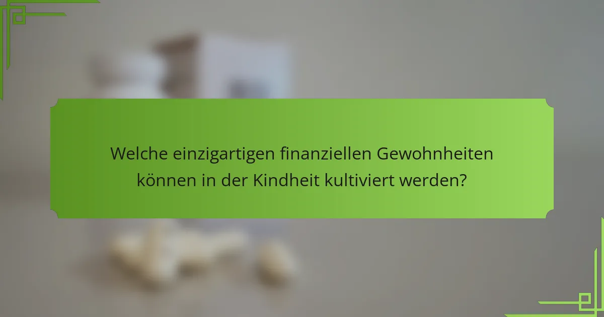 Welche einzigartigen finanziellen Gewohnheiten können in der Kindheit kultiviert werden?