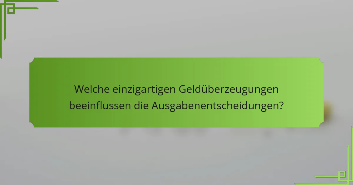 Welche einzigartigen Geldüberzeugungen beeinflussen die Ausgabenentscheidungen?