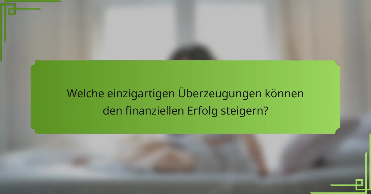 Welche einzigartigen Überzeugungen können den finanziellen Erfolg steigern?