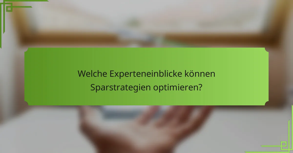 Welche Experteneinblicke können Sparstrategien optimieren?