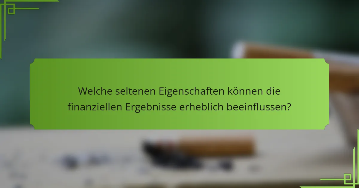 Welche seltenen Eigenschaften können die finanziellen Ergebnisse erheblich beeinflussen?