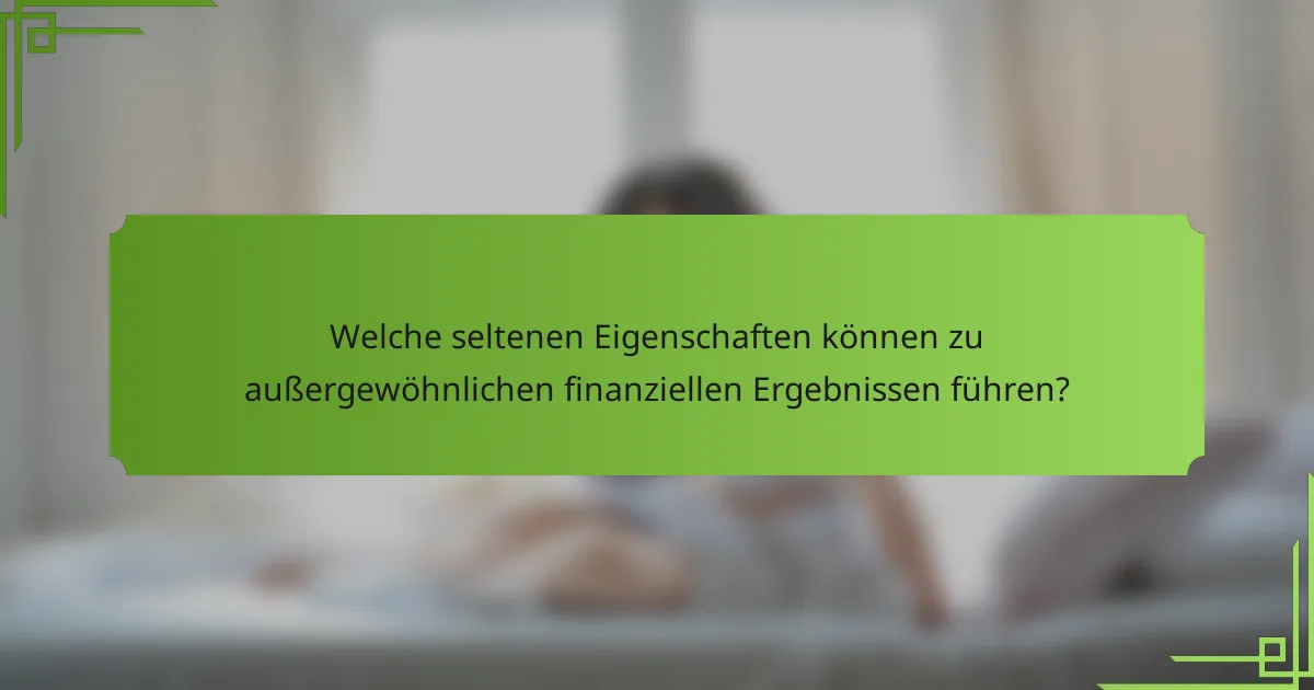 Welche seltenen Eigenschaften können zu außergewöhnlichen finanziellen Ergebnissen führen?