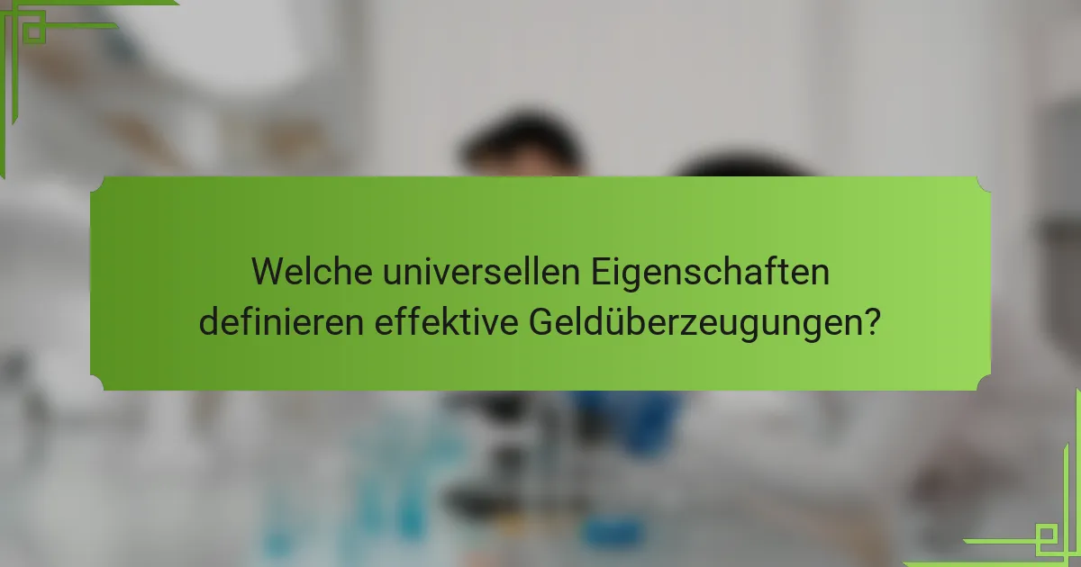 Welche universellen Eigenschaften definieren effektive Geldüberzeugungen?