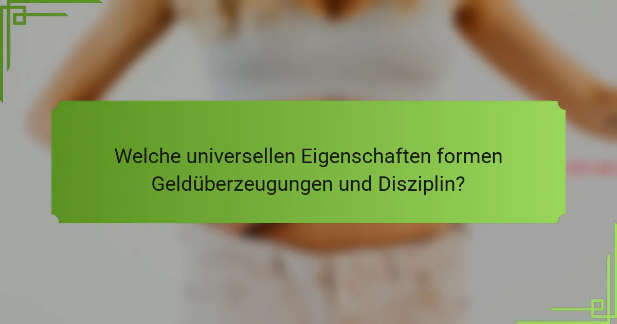 Welche universellen Eigenschaften formen Geldüberzeugungen und Disziplin?