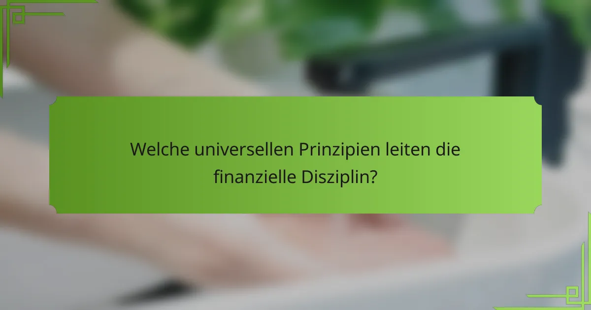 Welche universellen Prinzipien leiten die finanzielle Disziplin?